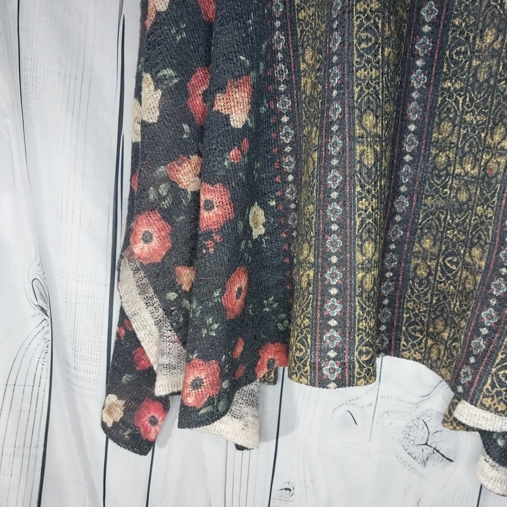 Sadie & Love Floral Open Front Short Sleeve Flowy Festival Kimono Boho Cardigan - Picture 10 of 11